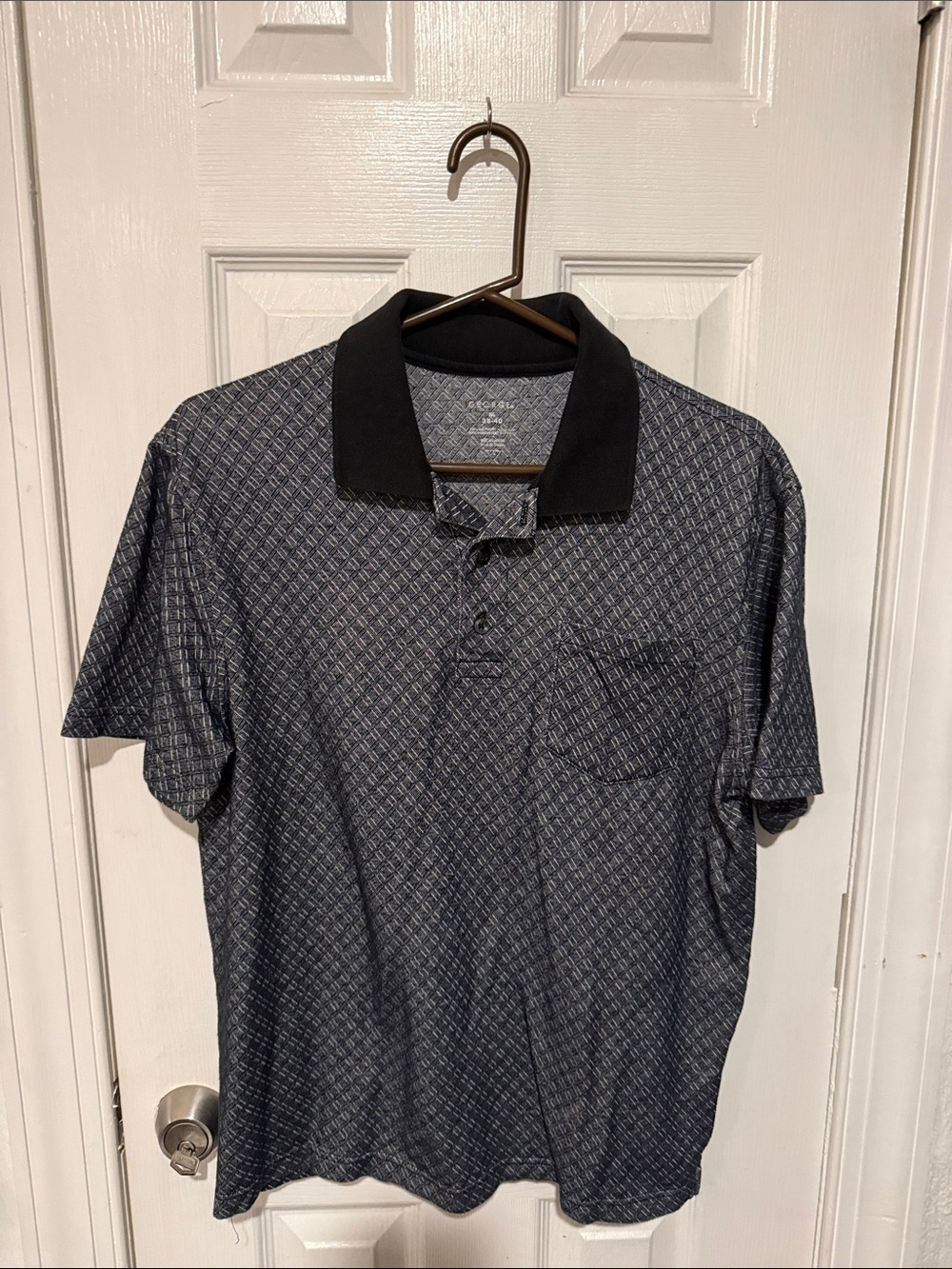 George Men's Gray Patterned Polo with Black Collar